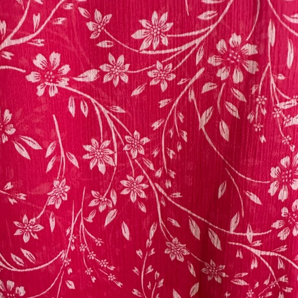 Cristina B Sleeveless V-Neck Floral Blouse / Tank Pink & White Size Large - Picture 5 of 9